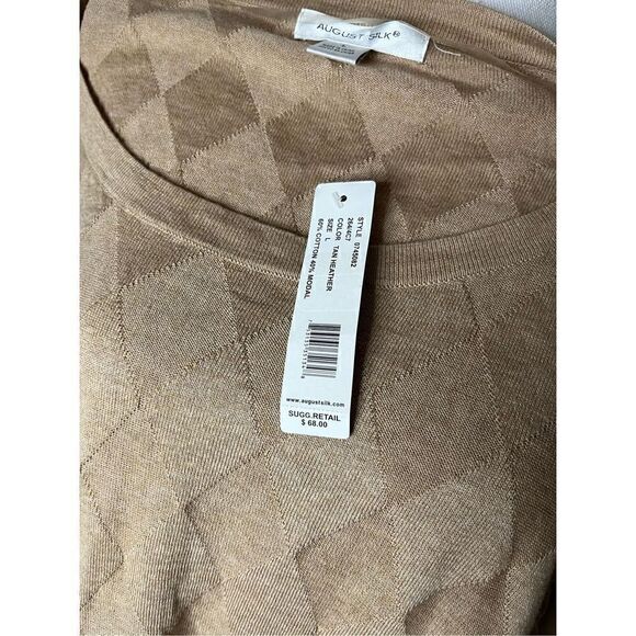 August Silk Tan Heather Cotton Blend Long Sleeve Tunic Top Size Large NWT - Picture 5 of 6